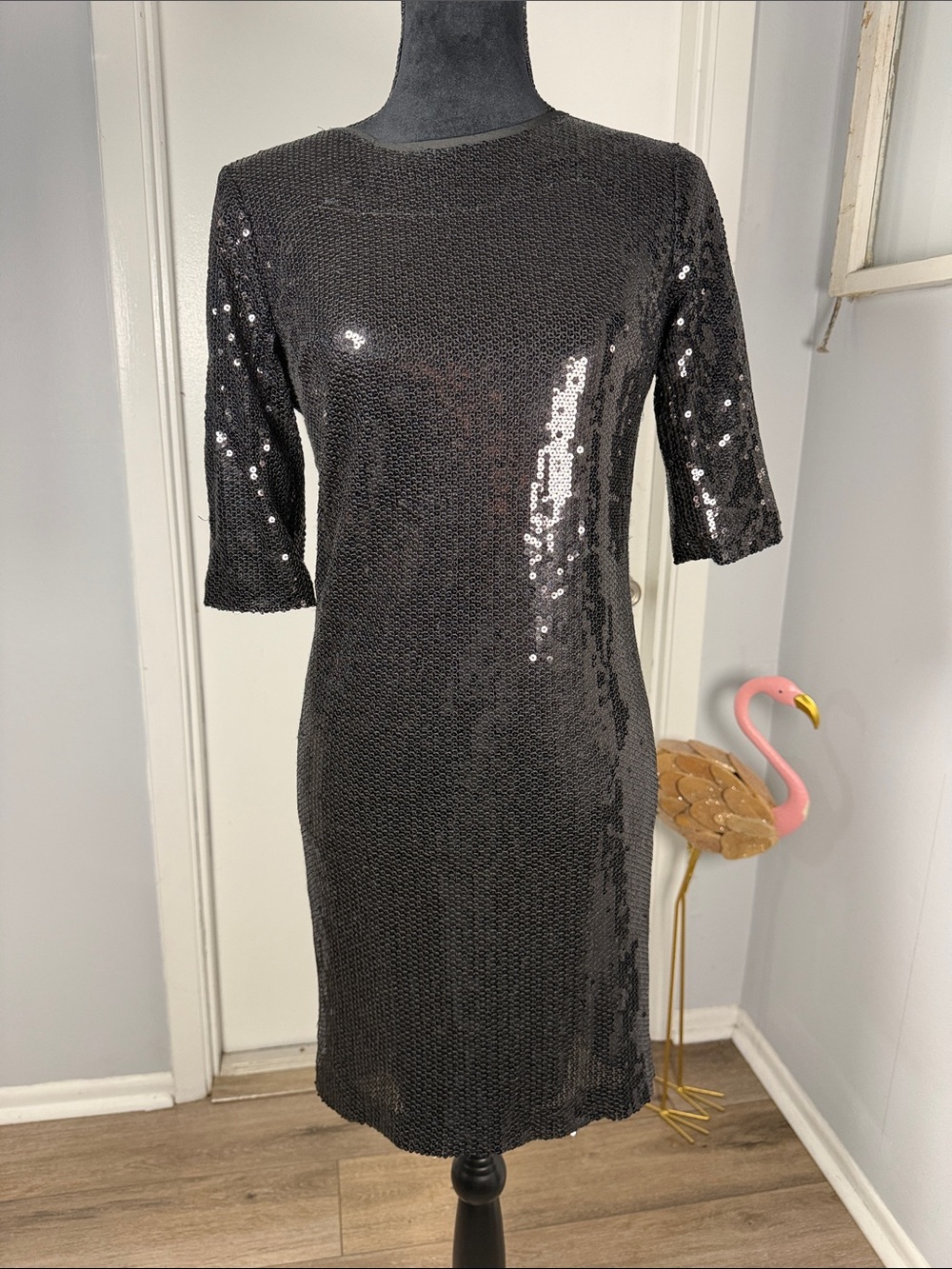 Black Sequin Shift Dress - Women's Evening Dress